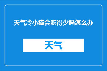 天气冷小猫会吃得少吗怎么办