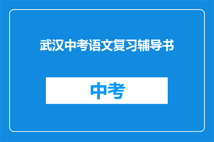 武汉中考语文复习辅导书