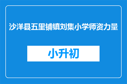 沙洋县五里铺镇刘集小学师资力量