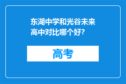 东湖中学和光谷未来高中对比哪个好？