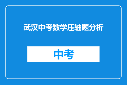 武汉中考数学压轴题分析