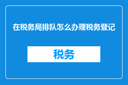 在税务局排队怎么办理税务登记