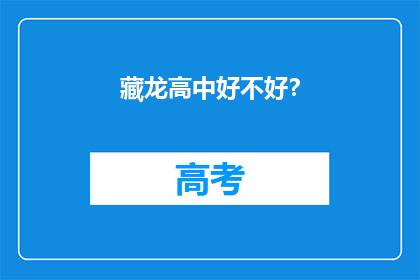 藏龙高中好不好？