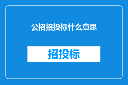 公招招投标什么意思