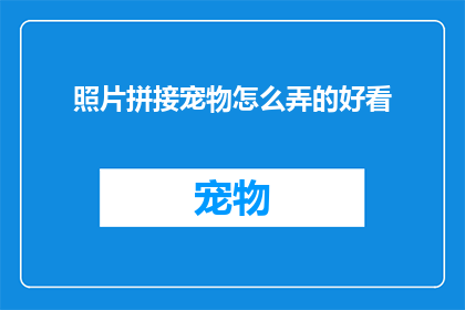 照片拼接宠物怎么弄的好看