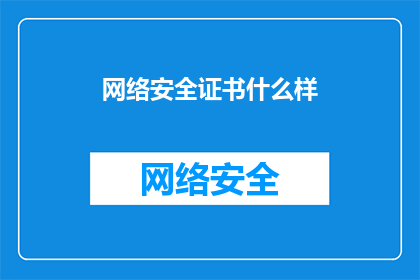 网络安全证书什么样