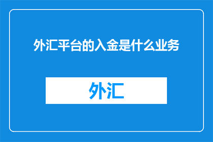 外汇平台的入金是什么业务