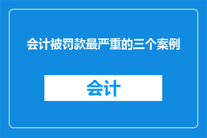 会计被罚款最严重的三个案例