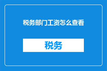 税务部门工资怎么查看