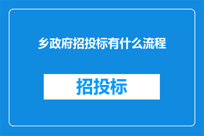 乡政府招投标有什么流程