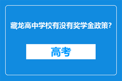 藏龙高中学校有没有奖学金政策？
