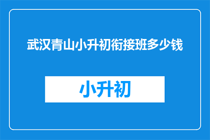 武汉青山小升初衔接班多少钱