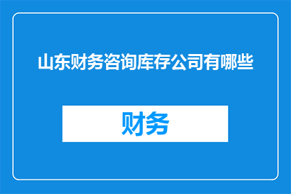 山东财务咨询库存公司有哪些