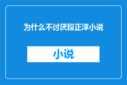 为什么不讨厌段正淳小说