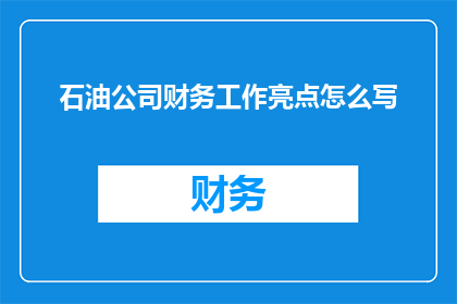 石油公司财务工作亮点怎么写
