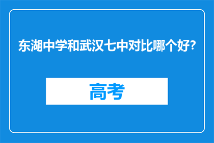 东湖中学和武汉七中对比哪个好？