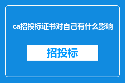 ca招投标证书对自己有什么影响