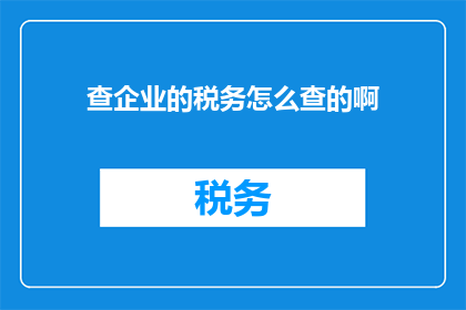 查企业的税务怎么查的啊