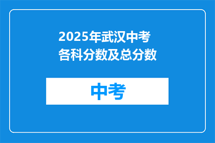2025年武汉中考各科分数及总分数