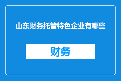 山东财务托管特色企业有哪些