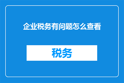 企业税务有问题怎么查看