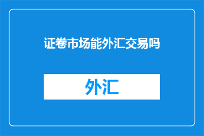 证卷市场能外汇交易吗