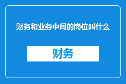 财务和业务中间的岗位叫什么