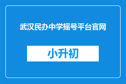 武汉民办中学摇号平台官网