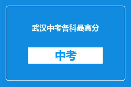 武汉中考各科最高分