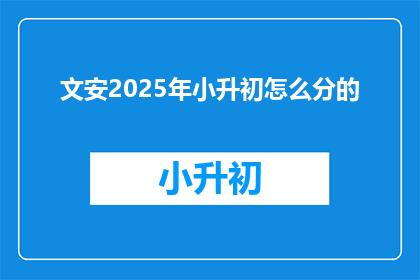 文安2025年小升初怎么分的