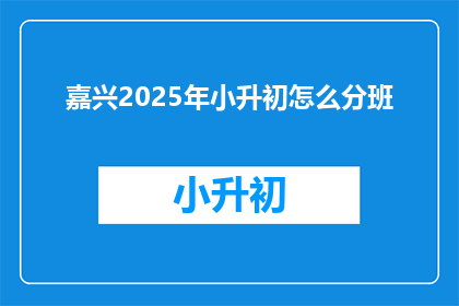 嘉兴2025年小升初怎么分班