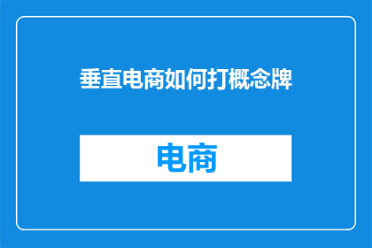 垂直电商如何打概念牌