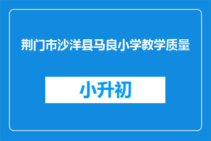 荆门市沙洋县马良小学教学质量
