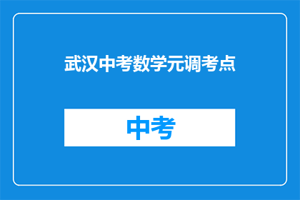 武汉中考数学元调考点