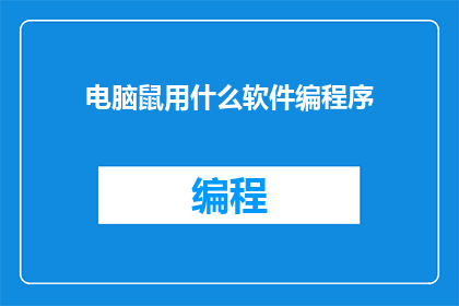 电脑鼠用什么软件编程序