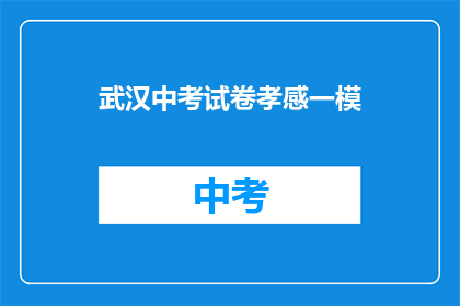 武汉中考试卷孝感一模