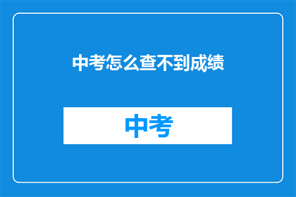 中考怎么查不到成绩