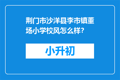 荆门市沙洋县李市镇董场小学校风怎么样？
