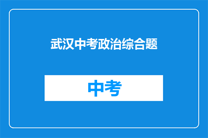 武汉中考政治综合题