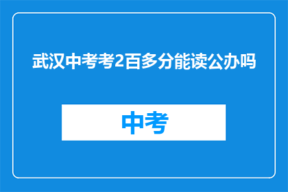 武汉中考考2百多分能读公办吗
