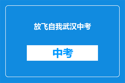 放飞自我武汉中考