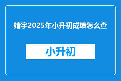 靖宇2025年小升初成绩怎么查