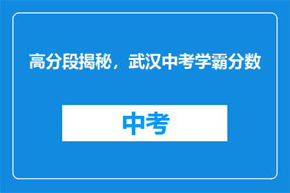 高分段揭秘，武汉中考学霸分数
