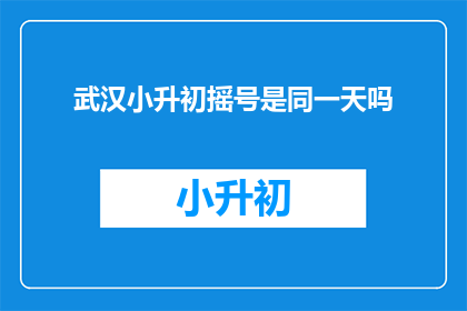 武汉小升初摇号是同一天吗