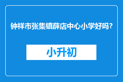 钟祥市张集镇薛店中心小学好吗？