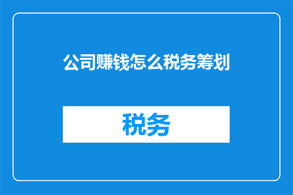 公司赚钱怎么税务筹划
