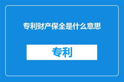 专利财产保全是什么意思