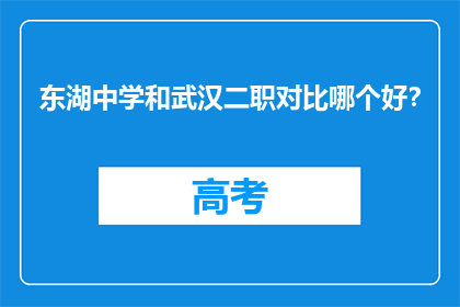 东湖中学和武汉二职对比哪个好？