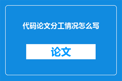 代码论文分工情况怎么写