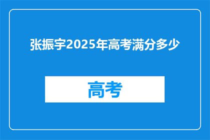 张振宇2025年高考满分多少
